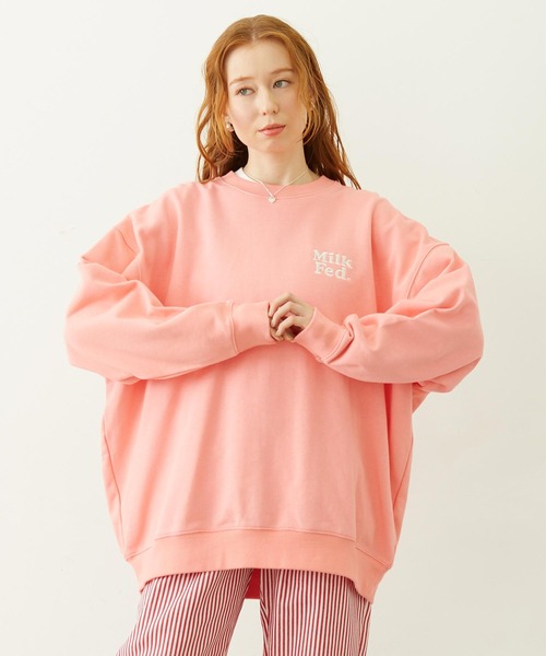 MILKFED.（ミルクフェド）の「MILKFED. PLAID LOGO WIDE CREW SWEAT（スウェット・レディース・オフホワイト/ブラック/ピンク・L/M）」の10枚目の写真