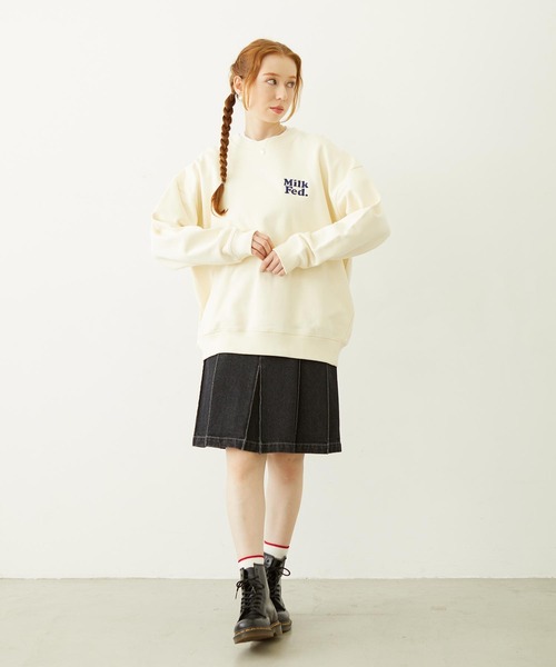 MILKFED.（ミルクフェド）の「MILKFED. PLAID LOGO WIDE CREW SWEAT（スウェット・レディース・オフホワイト/ブラック/ピンク・L/M）」の19枚目の写真