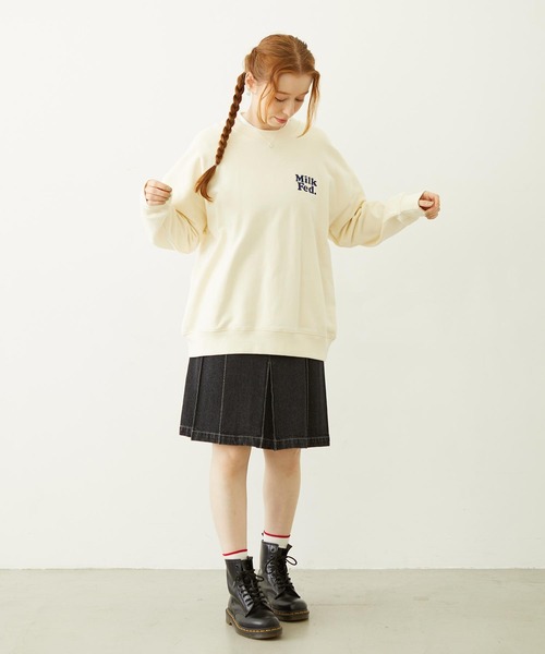 MILKFED.（ミルクフェド）の「MILKFED. PLAID LOGO WIDE CREW SWEAT（スウェット・レディース・オフホワイト/ブラック/ピンク・L/M）」の20枚目の写真