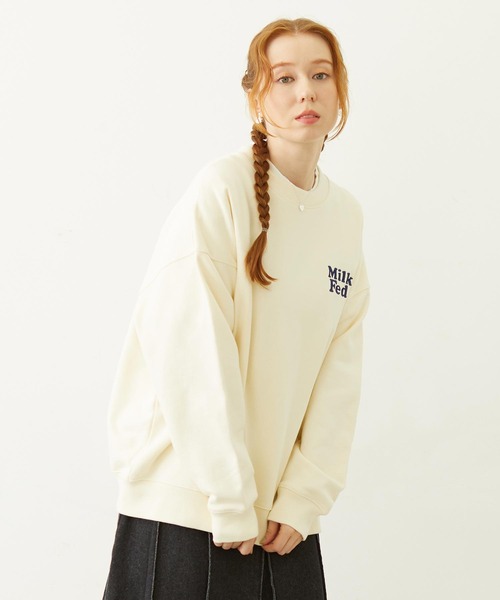 MILKFED.（ミルクフェド）の「MILKFED. PLAID LOGO WIDE CREW SWEAT（スウェット・レディース・オフホワイト/ブラック/ピンク・L/M）」の16枚目の写真
