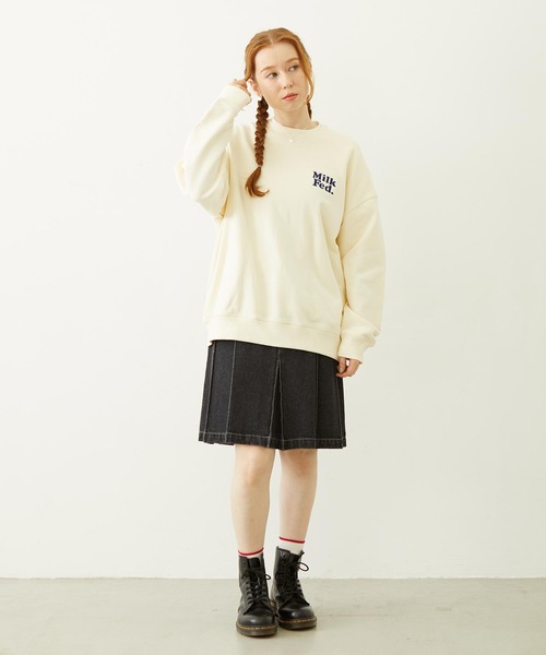 MILKFED.（ミルクフェド）の「MILKFED. PLAID LOGO WIDE CREW SWEAT（スウェット・レディース・オフホワイト/ブラック/ピンク・L/M）」の18枚目の写真