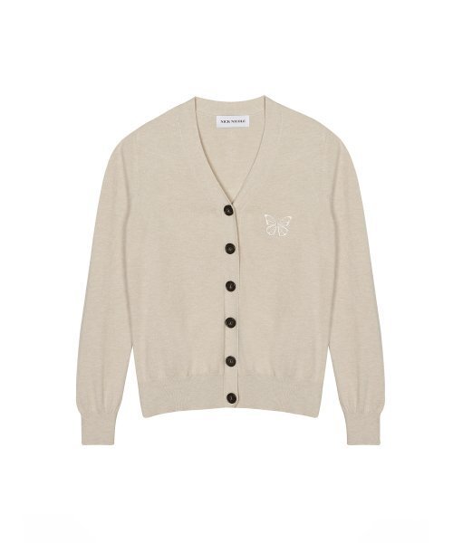NICK&NICOLE(ニックアンドニコール)の「MINIMAL V NECK BUTTERFLY CARDIGAN_BEIGE(カーディガン/ボレロ・レディース・その他・FREE)」の4枚目の写真