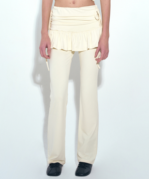 NICK&NICOLE(ニックアンドニコール)の「LAYERED RUFFLE SKIRT PANTS_CREAM(スラックス・レディース・その他・FREE)」の1枚目の写真
