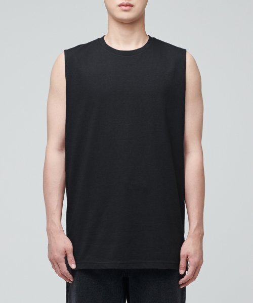 MUSINSA STANDARD（ムシンサスタンダード）の「レイヤードスリーブレストップ_通常丈 [ブラック]（Tシャツ/カットソー・メンズ・その他・SMALL/MEDIUM/LARGE/X-LARGE/X-SMALL/XX-LARGE）」の2枚目の写真