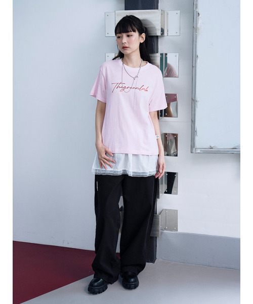 THE GREEN LAB（ザグリーンラボ）の「ザ・グリーンラボ ホイルレタリング 半袖Tシャツ [ストロベリーピンク]（Tシャツ/カットソー・レディース・その他・FREE）」の4枚目の写真