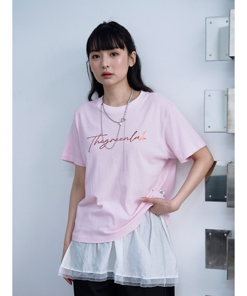 THE GREEN LAB（ザグリーンラボ）の「ザ・グリーンラボ ホイルレタリング 半袖Tシャツ [ストロベリーピンク]（Tシャツ/カットソー・レディース・その他・FREE）」の6枚目の写真
