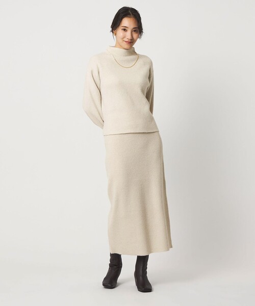 A DAY IN THE LIFE UNITED ARROWS(アデイインザライフユナイテッドアローズ)の「ラメハイネックニット+スカート <A DAY IN THE LIFE>(ワンピース・レディース・ライトグレー/ダークブラウン/ナチュラル/ブラック・FREE)」の4枚目の写真