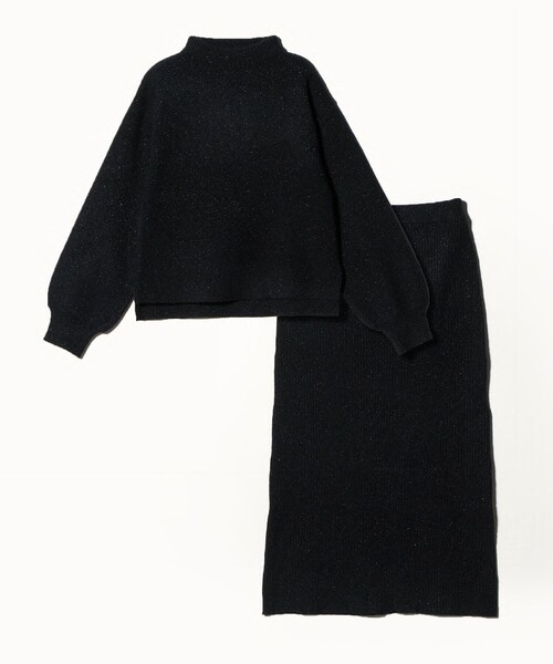 A DAY IN THE LIFE UNITED ARROWS(アデイインザライフユナイテッドアローズ)の「ラメハイネックニット+スカート <A DAY IN THE LIFE>(ワンピース・レディース・ライトグレー/ダークブラウン/ナチュラル/ブラック・FREE)」の1枚目の写真