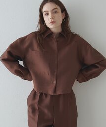 【Drawing Numbers】《セットアップ対応可》シルキーダブルクロスクロップドシャツ