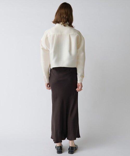 Drawing Numbers（ドローイング ナンバーズ）の「【Drawing Numbers】《セットアップ対応可》シルキーダブルクロスクロップドシャツ（シャツ/ブラウス・レディース・ネイビー/ホワイト/ブラウン・38）」の9枚目の写真