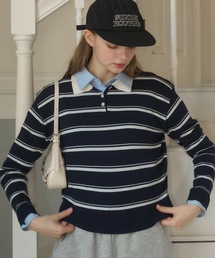 Birthday room（バースデイルーム）の「ボーダーニットポロ/border knit polo（ニット/セーター・レディース）」