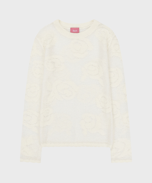 SINOON(シヌーン)の「Rose Artwork Long Sleeve Knit (Ivory)(Tシャツ/カットソー・レディース・アイボリー・FREE)」の4枚目の写真