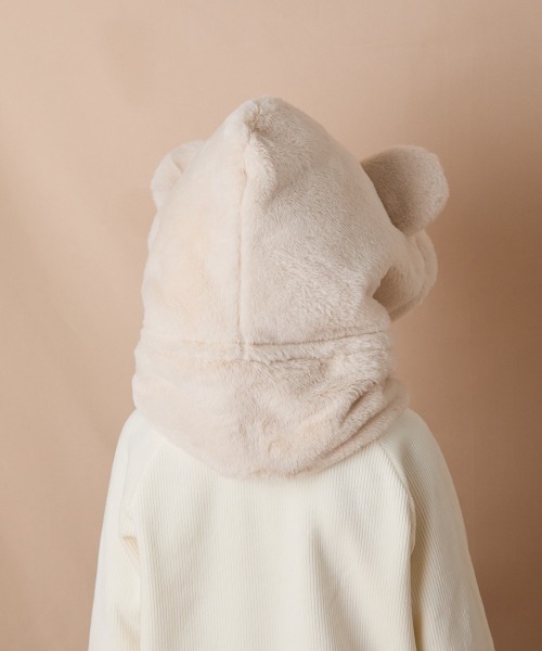 riziere（リジェール）の「巾着収納くま耳ファー帽子（ニットキャップ/ビーニー・キッズ・アイボリー・FREE）」の8枚目の写真