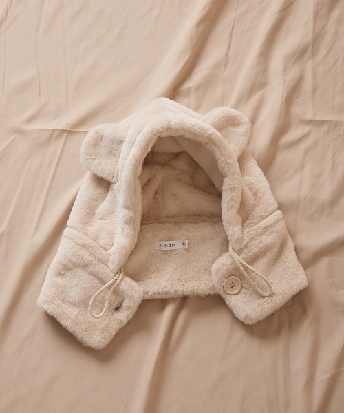 riziere（リジェール）の「巾着収納くま耳ファー帽子（ニットキャップ/ビーニー・キッズ・アイボリー・FREE）」の11枚目の写真