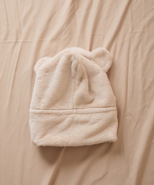 riziere（リジェール）の「巾着収納くま耳ファー帽子（ニットキャップ/ビーニー・キッズ・アイボリー・FREE）」の12枚目の写真