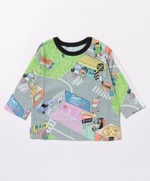 hakka baby（ハッカベビー）の「[ベビー]フードタウンプリントインレイ長袖Tシャツ（Tシャツ/カットソー）」