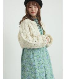 クラフトヒロ◆ モヘヤニットカーディガン マルチカラー ハニカム柄 透かし柄 TSUHARU by Samansa Mos2（ツハルバイサマンサモスモス）の「モヘヤ混