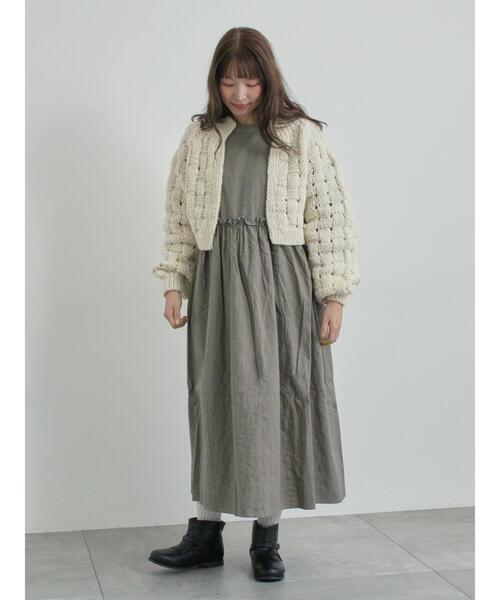 TSUHARU by Samansa Mos2（ツハルバイサマンサモスモス）の「【ペルーニット】ショート丈カーディガン（カーディガン/ボレロ・レディース・グレー/オフホワイト・F）」の17枚目の写真