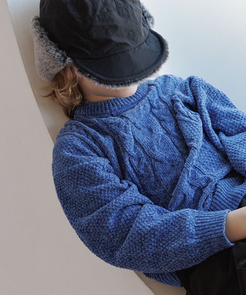 GLOBAL WORK（グローバルワーク）の「洗えるモールケーブルプルオーバー/603740（ニット/セーター・キッズ・ブラウン/グリーン/アイボリー/グレイッシュベージュ/サックスブルー/ブルー系その他6・130cm/140cm/150cm/160cm）」の6枚目の写真