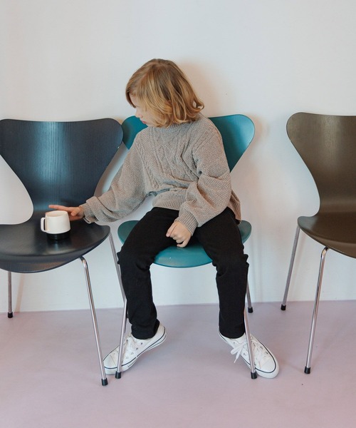 GLOBAL WORK（グローバルワーク）の「洗えるモールケーブルプルオーバー/603740（ニット/セーター・キッズ・ブラウン/グリーン/アイボリー/グレイッシュベージュ/サックスブルー/ブルー系その他6・130cm/140cm/150cm/160cm）」の11枚目の写真