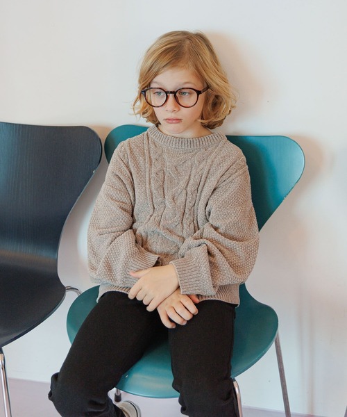 GLOBAL WORK（グローバルワーク）の「洗えるモールケーブルプルオーバー/603740（ニット/セーター・キッズ・ブラウン/グリーン/アイボリー/グレイッシュベージュ/サックスブルー/ブルー系その他6・130cm/140cm/150cm/160cm）」の15枚目の写真