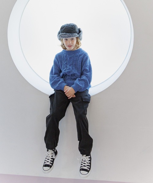 GLOBAL WORK（グローバルワーク）の「洗えるモールケーブルプルオーバー/603740（ニット/セーター・キッズ・ブラウン/グリーン/アイボリー/グレイッシュベージュ/サックスブルー/ブルー系その他6・130cm/140cm/150cm/160cm）」の19枚目の写真