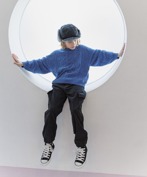 GLOBAL WORK（グローバルワーク）の「洗えるモールケーブルプルオーバー/603740（ニット/セーター・キッズ・ブラウン/グリーン/アイボリー/グレイッシュベージュ/サックスブルー/ブルー系その他6・130cm/140cm/150cm/160cm）」の20枚目の写真