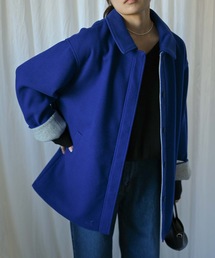 ＆HALF（アンドハーフ）の「バイカラーニットメルトンコート（２WAY  襟取り外し可能）（ステンカラーコート）」