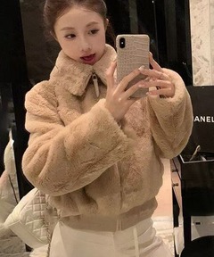 セール】エコファー クロップドジャケット（ムートンコート）｜UNFILO