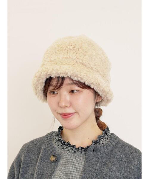 Samansa Mos2（サマンサ モスモス）の「【消臭効果/2WAY】リボン付ボアハット（ハット・レディース・ブラウン/ベージュ・F）」の2枚目の写真