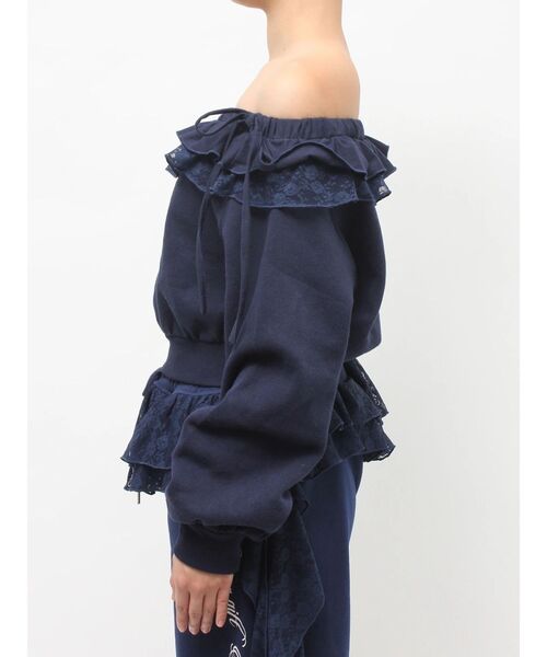 jouetie（ジュエティ）の「レースドッキングオフショルプルオーバー【セットアップ対応】（スウェット・レディース・グレー/ブラック/ネイビー・MEDIUM）」の20枚目の写真