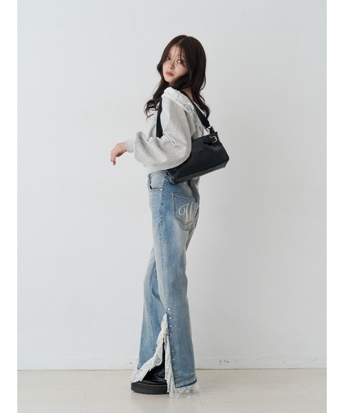 jouetie（ジュエティ）の「レースドッキングオフショルプルオーバー【セットアップ対応】（スウェット・レディース・グレー/ブラック/ネイビー・MEDIUM）」の14枚目の写真