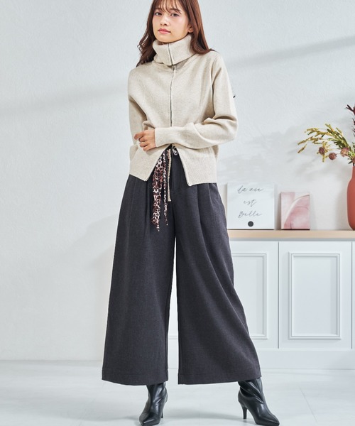 MISCH MASCH（ミッシュマッシュ）の「ZOZO限定 レオパード柄リボンセットタックワイドパンツ（その他パンツ・レディース・グレー/ブラウン・M/S）」の2枚目の写真