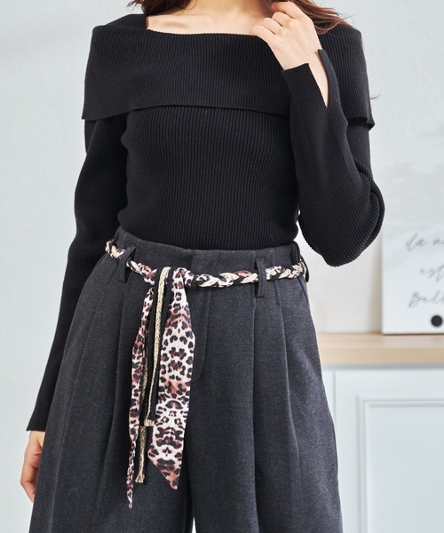 MISCH MASCH（ミッシュマッシュ）の「ZOZO限定 レオパード柄リボンセットタックワイドパンツ（その他パンツ・レディース・グレー/ブラウン・M/S）」の7枚目の写真