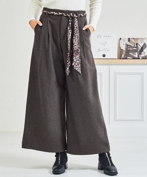MISCH MASCH（ミッシュマッシュ）の「ZOZO限定 レオパード柄リボンセットタックワイドパンツ（その他パンツ・レディース・グレー/ブラウン・M/S）」の14枚目の写真