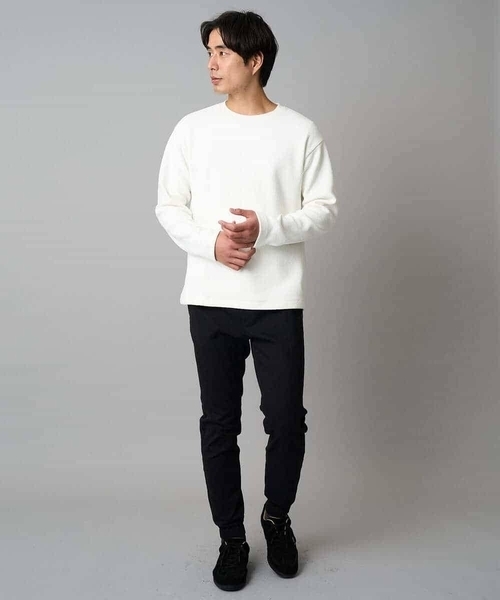 a.v.v（アーヴェヴェ）の「【洗濯機で洗える】モール幾何ジャカードクルーネックプルオーバー（スウェット・メンズ・グリーン/ホワイト/ライトグレー・46/50/48）」の9枚目の写真