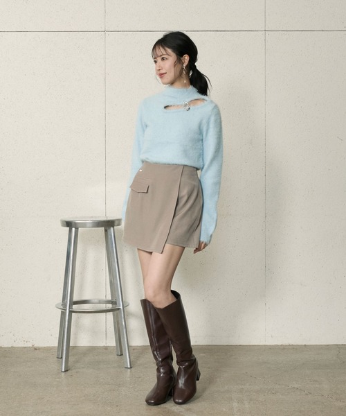 Elishe(エリシェ)の「カットアウトシャギーニットトップス(ニット/セーター・レディース・オフホワイト/チャコールグレー/ライトブルー/レッド・FREE)」の5枚目の写真