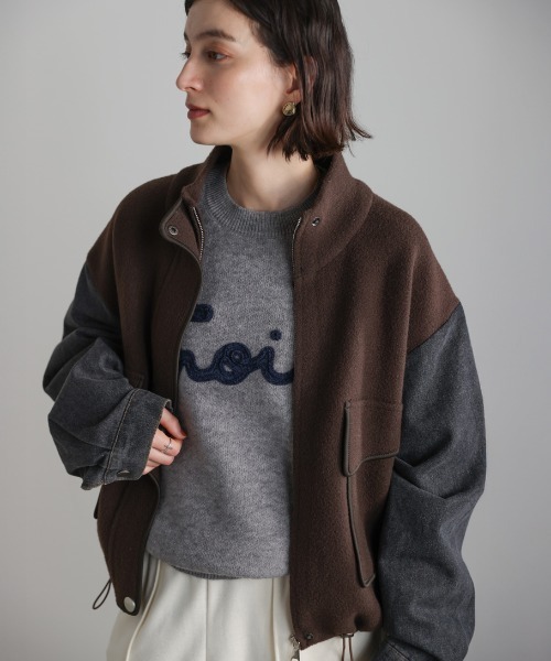 Bou Jeloud（ブージュルード）の「デニムコンビジャケット（デニムジャケット・レディース・ブラック/ブラウン/オフホワイト・FREE）」の3枚目の写真