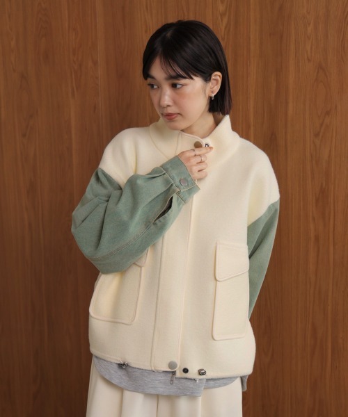 Bou Jeloud（ブージュルード）の「デニムコンビジャケット（デニムジャケット・レディース・ブラック/ブラウン/オフホワイト・FREE）」の7枚目の写真