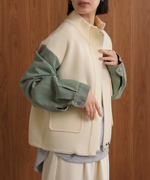 Bou Jeloud（ブージュルード）の「デニムコンビジャケット（デニムジャケット・レディース・ブラック/ブラウン/オフホワイト・FREE）」の9枚目の写真