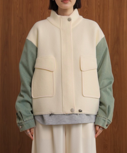 Bou Jeloud（ブージュルード）の「デニムコンビジャケット（デニムジャケット・レディース・ブラック/ブラウン/オフホワイト・FREE）」の12枚目の写真