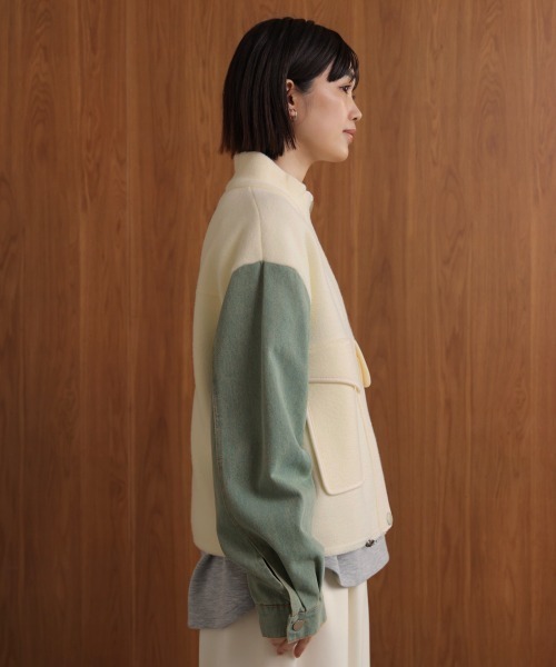 Bou Jeloud（ブージュルード）の「デニムコンビジャケット（デニムジャケット・レディース・ブラック/ブラウン/オフホワイト・FREE）」の13枚目の写真