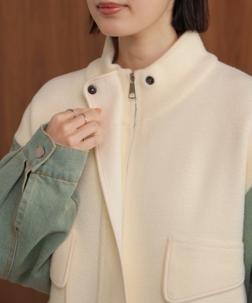 Bou Jeloud（ブージュルード）の「デニムコンビジャケット（デニムジャケット・レディース・ブラック/ブラウン/オフホワイト・FREE）」の15枚目の写真