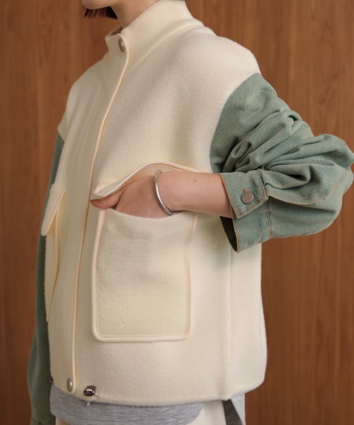 Bou Jeloud（ブージュルード）の「デニムコンビジャケット（デニムジャケット・レディース・ブラック/ブラウン/オフホワイト・FREE）」の16枚目の写真