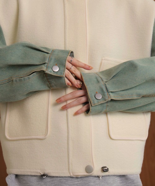 Bou Jeloud（ブージュルード）の「デニムコンビジャケット（デニムジャケット・レディース・ブラック/ブラウン/オフホワイト・FREE）」の18枚目の写真