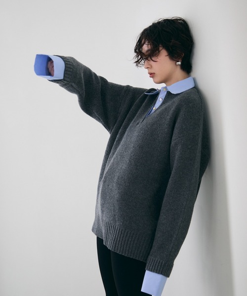 Trish（トリッシュ）の「シャツドッキングプルオーバー（シャツ/ブラウス・レディース・チャコールグレー/ブラウン/ベージュ・MEDIUM）」の12枚目の写真