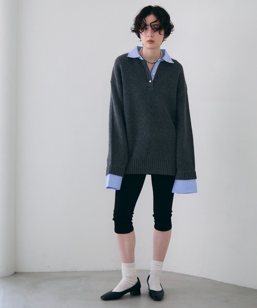 Trish（トリッシュ）の「シャツドッキングプルオーバー（シャツ/ブラウス・レディース・チャコールグレー/ブラウン/ベージュ・MEDIUM）」の15枚目の写真