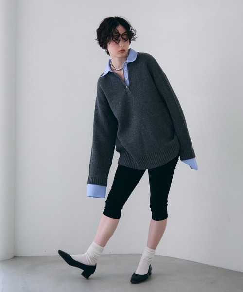 Trish（トリッシュ）の「シャツドッキングプルオーバー（シャツ/ブラウス・レディース・チャコールグレー/ブラウン/ベージュ・MEDIUM）」の16枚目の写真