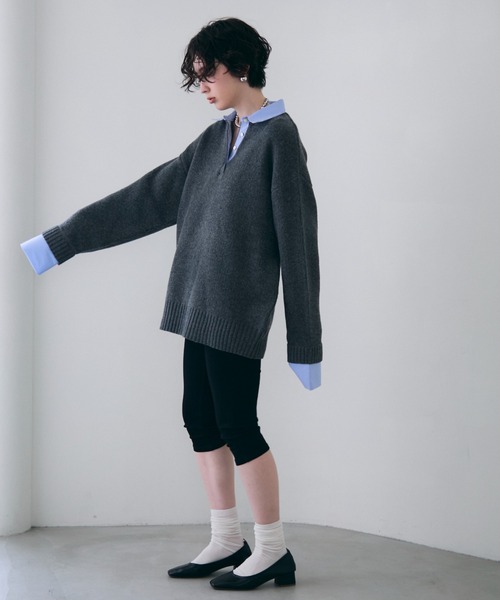 Trish（トリッシュ）の「シャツドッキングプルオーバー（シャツ/ブラウス・レディース・チャコールグレー/ブラウン/ベージュ・MEDIUM）」の17枚目の写真