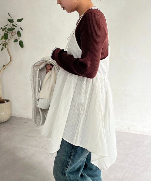 CPCM（シーピーシーエム）の「2WAYイレヘムキャミチュニック（シャツ/ブラウス・レディース・ホワイト/ホワイト系その他/ブラック/ブラック系その他・FREE）」の12枚目の写真